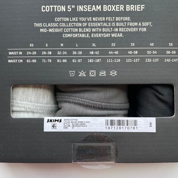 Skims Boxer Briefs 3 Pack Heather Multi 5" Inseam Cotton Blend Size Medium NEW - Picture 4 of 5